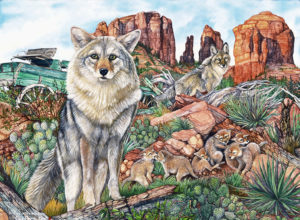 Coyotes of the Red Rocks by June Payne Hart